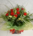 red roses and lilies